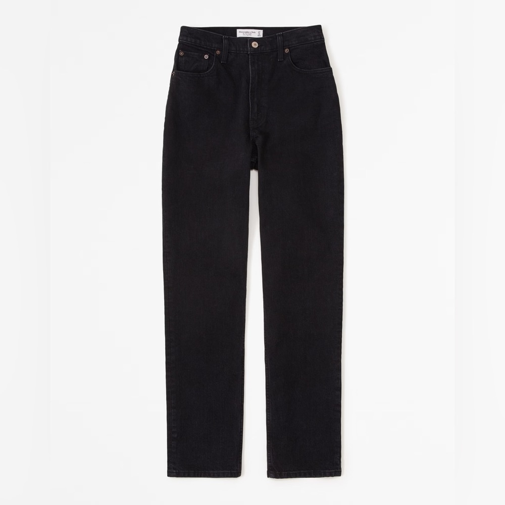 Abercrombie Curve Love Ultra High Rise 90s Straight Jean Saturated Black